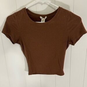 Bozzolo Chocolate Ribbed Short Sleeve Tee